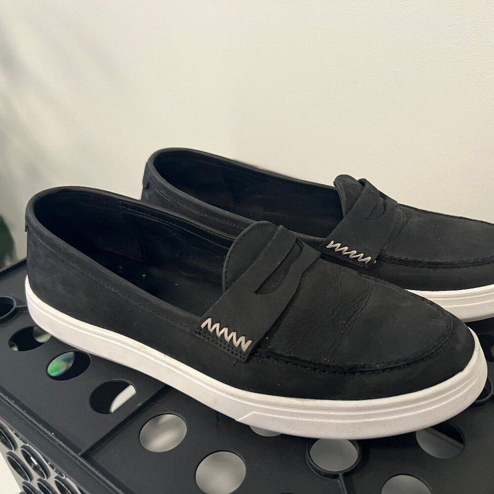 Patina Portland Leather-Boardwalk Penny Loafer in Shadow Black-Size 11